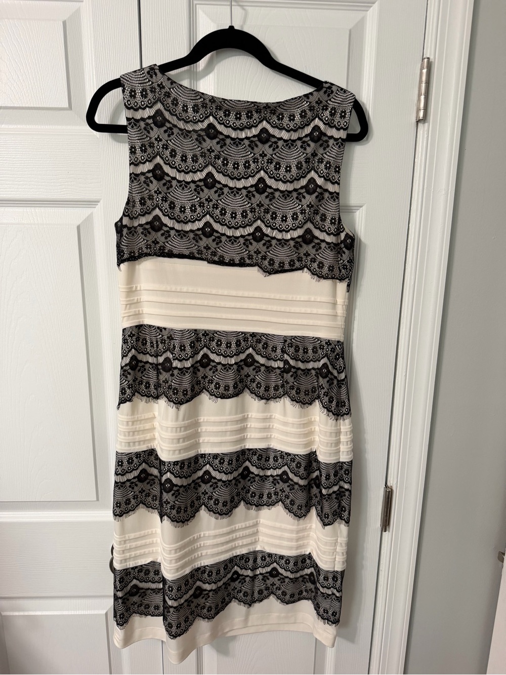 Jax Black Lace Overlay Cream Striped Dress